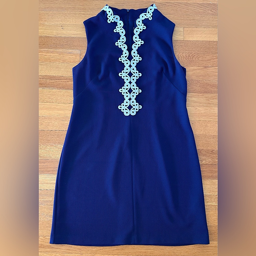 Vince Camuto Navy Blue White Embroidered Sleeveless Women’s Dress Size 14